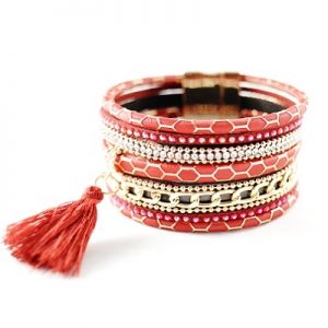 Bracelet Manchette Rouge