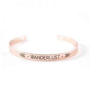 Bracelet citation doré rose Wanderlust non porté