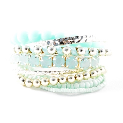 Bracelets élastiques assortis turquoises